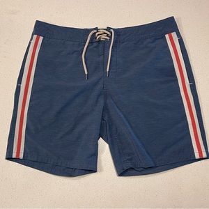 Faherty Men’s Retro Stripe 7” Board Shorts Swim Trunks 34 Blue